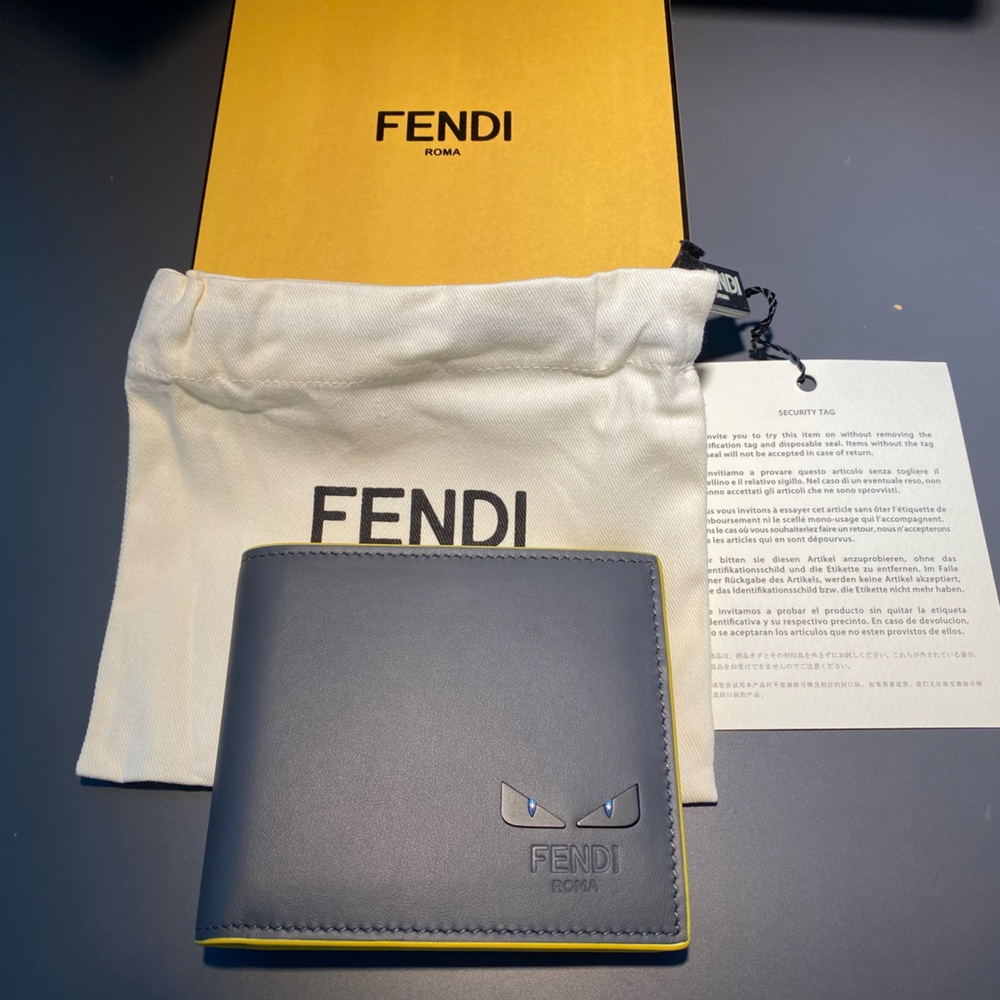 Fendi Gray and Yellow Wallet Sleek Design